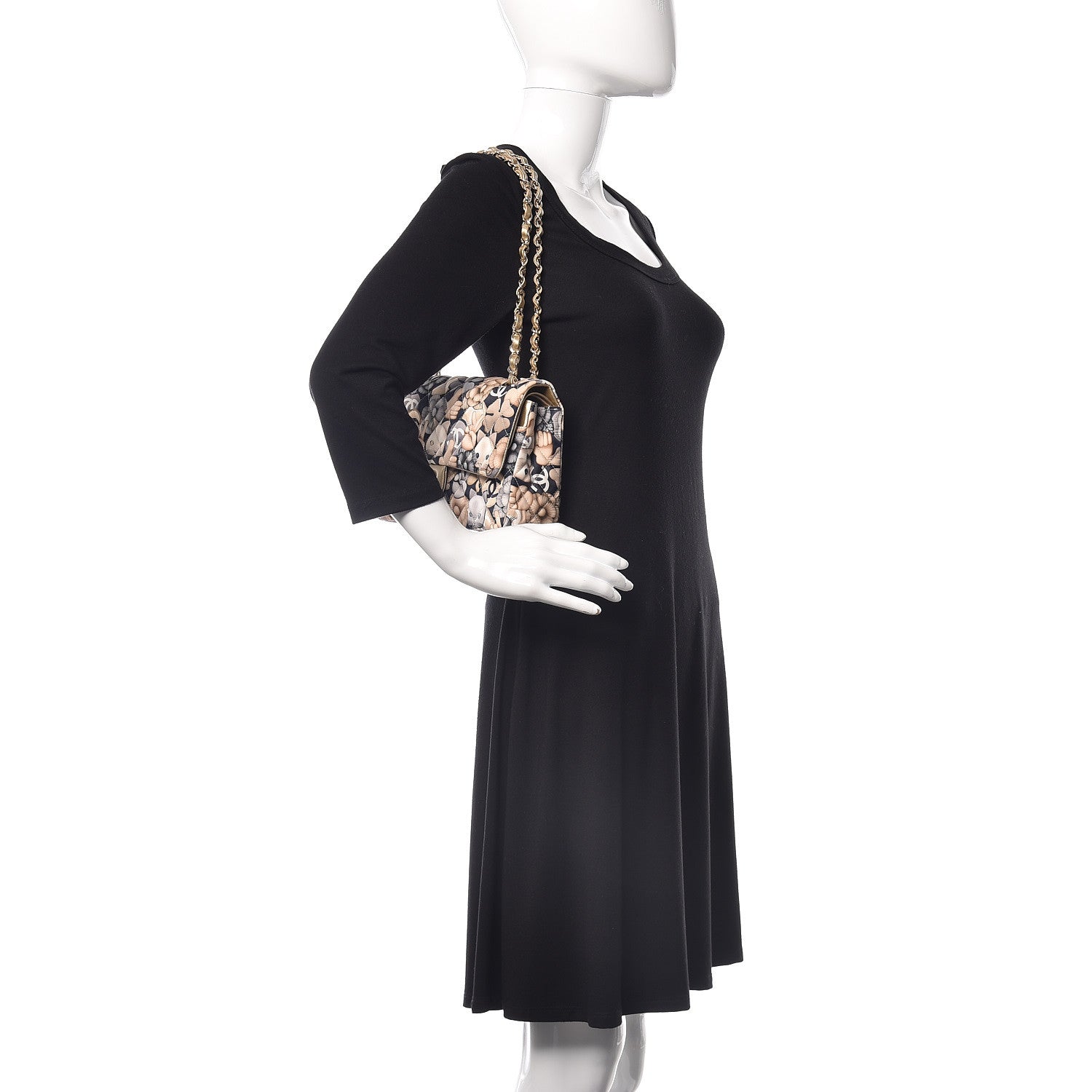 Chanel Nylon Quilted Medium Cat Emoticon Double Flap Navy Gold 2 of 14