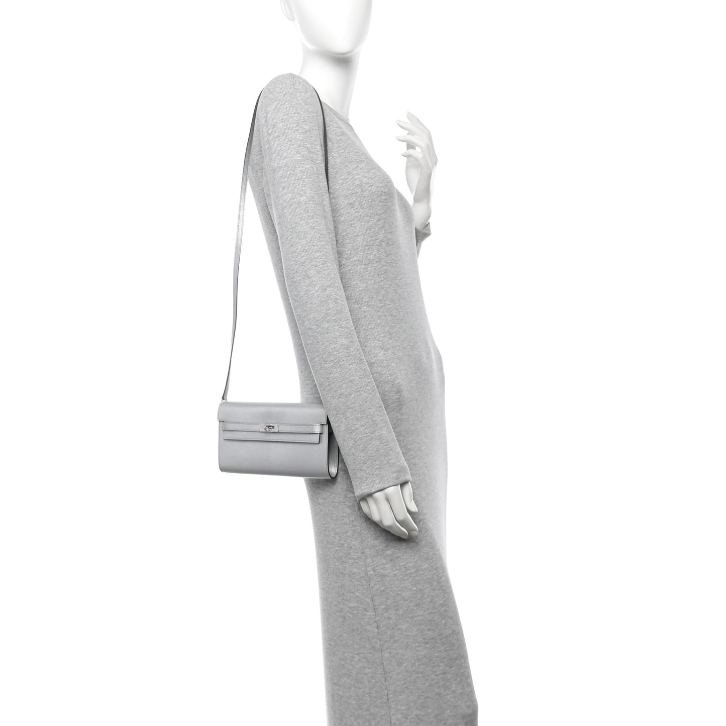 Metallic Chevre Chamkilight Kelly Wallet To Go Argent