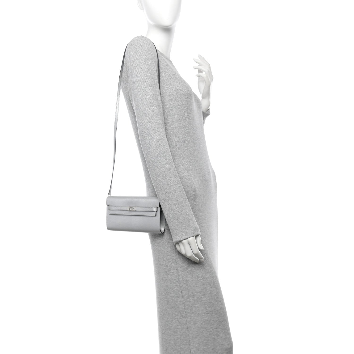 Hermes Metallic Chevre Chamkilight Kelly Wallet To Go Argent 2 of 11