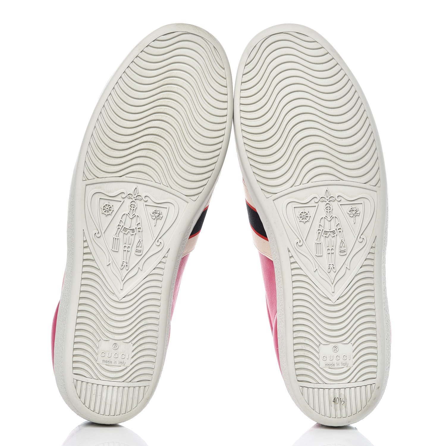 Gucci Calfskin Stripe Womens New Ace Sneakers 40.5 Box Pink Ecru Notte 5 of 12