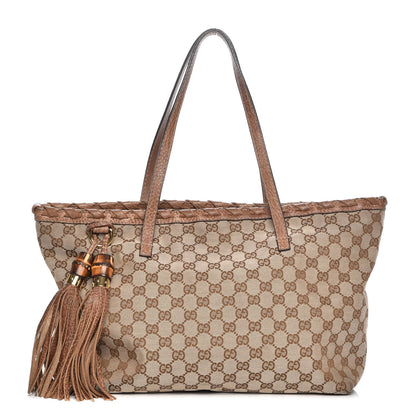 Gucci Monogram Medium Bamboo Tassel Tote Light Brown 1 of 7