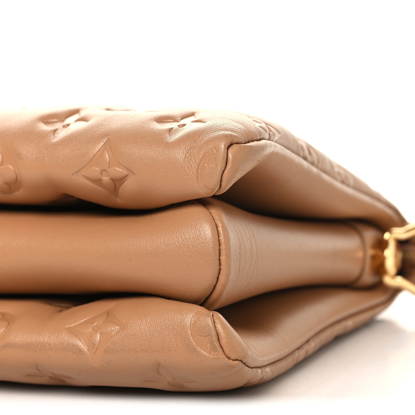 Lambskin Embossed Monogram Coussin PM Camel