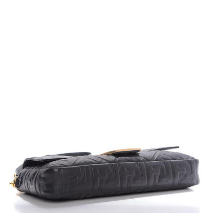 Fendi Nappa FF 1974 Embossed Large Baguette Black 4 of 9