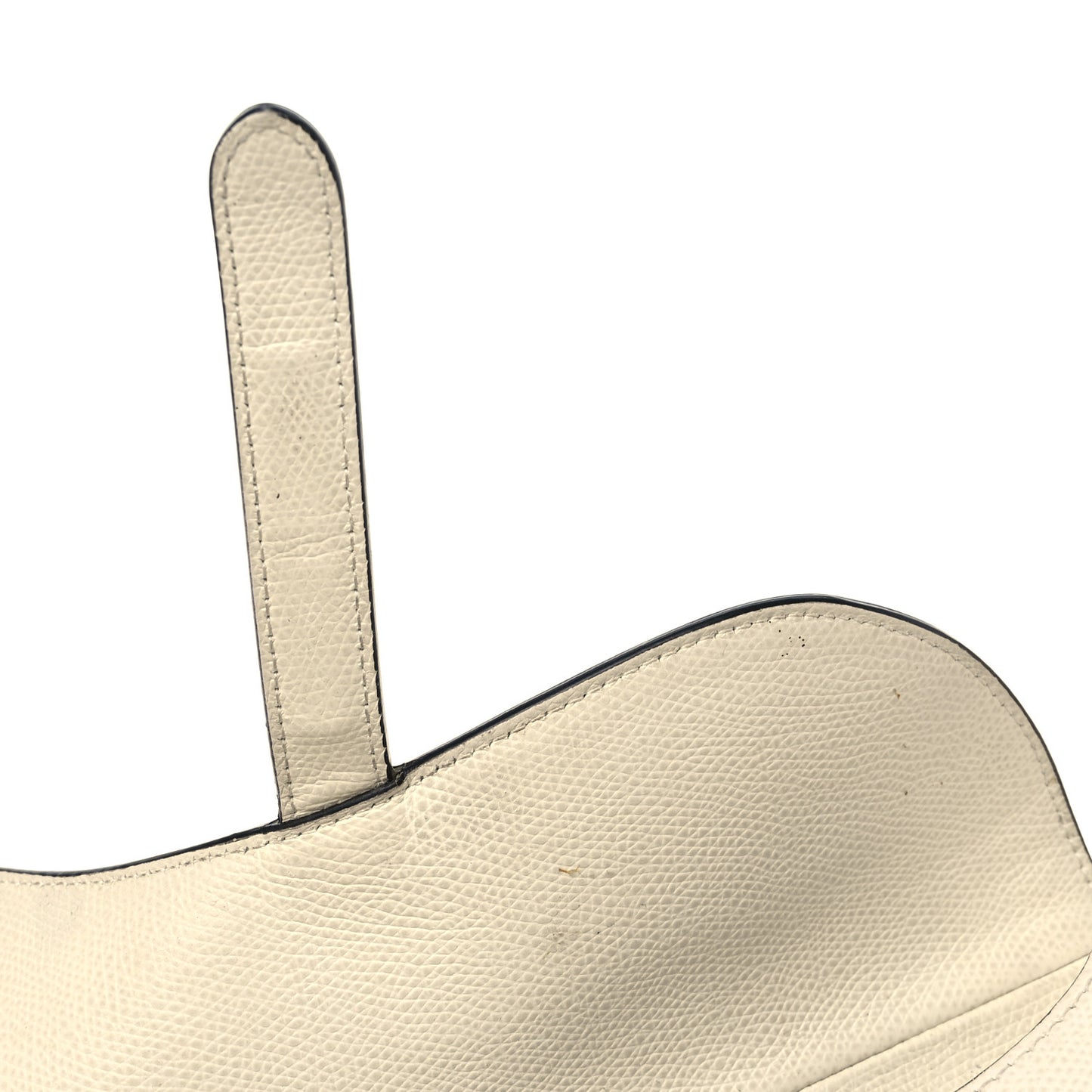 Grained Calfskin Mini Saddle Bag White