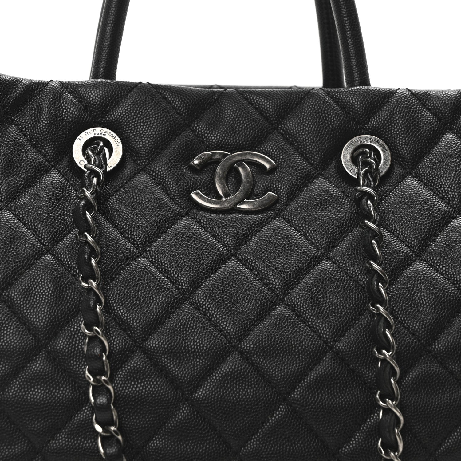 Chanel Caviar Quilted Large Coco Handle Shopping Tote Black 8 of 10
