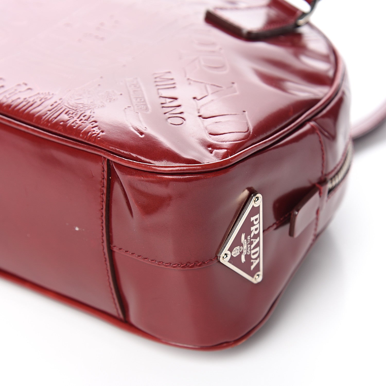 Prada Spazzolato Print Bowling Bag Rosso 9 of 13