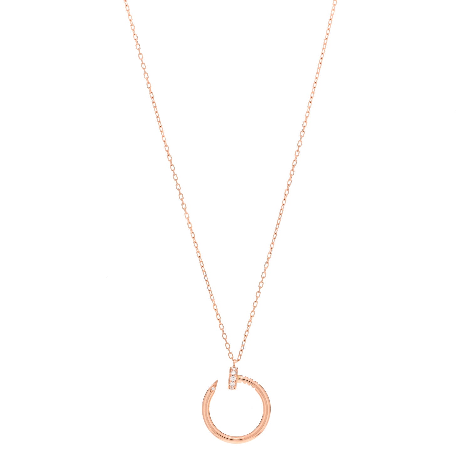 Cartier 18K Pink Gold Diamond Juste Un Clou Pendant Necklace 1 of 4