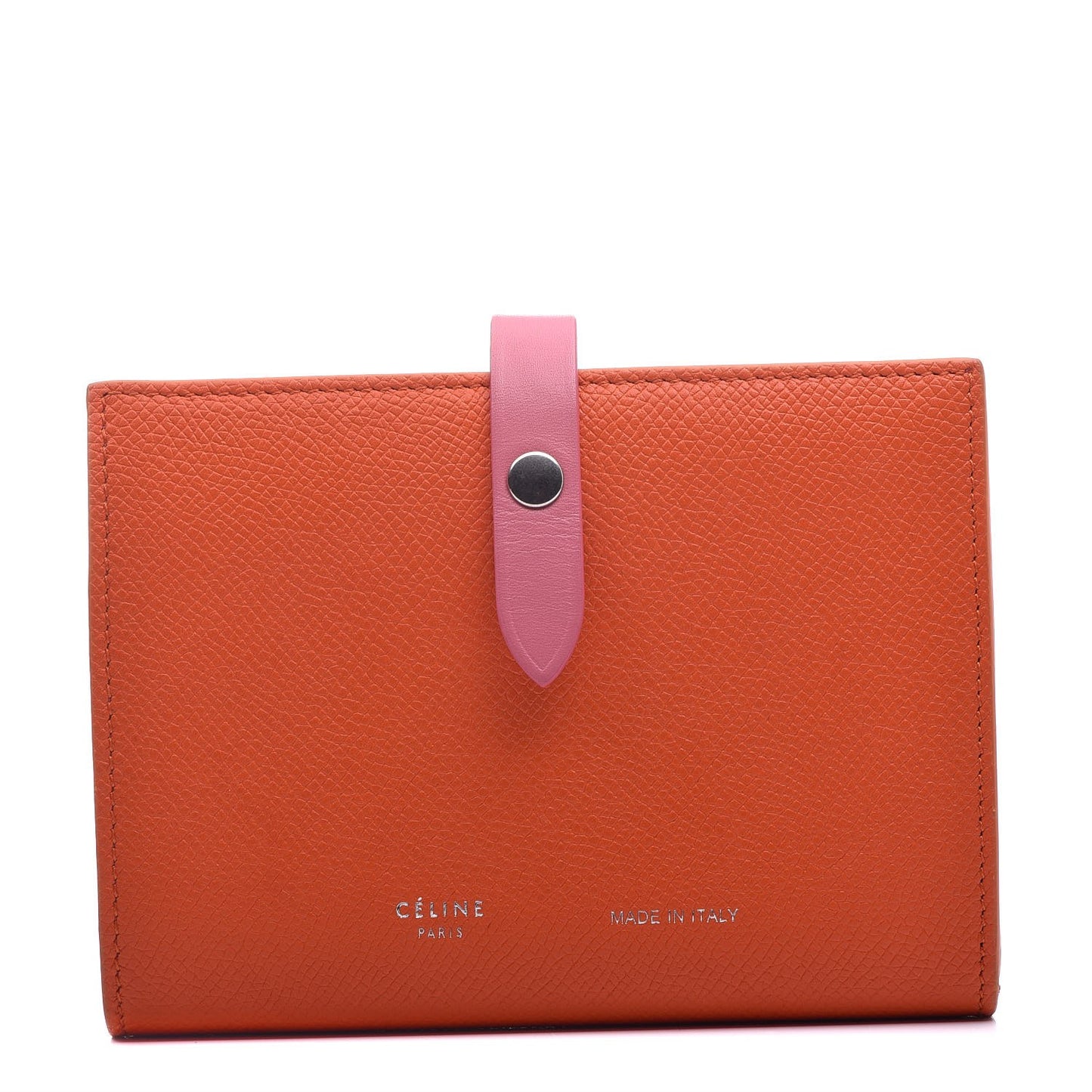 Grained Calfskin Medium Multifunction Strap Wallet Orange