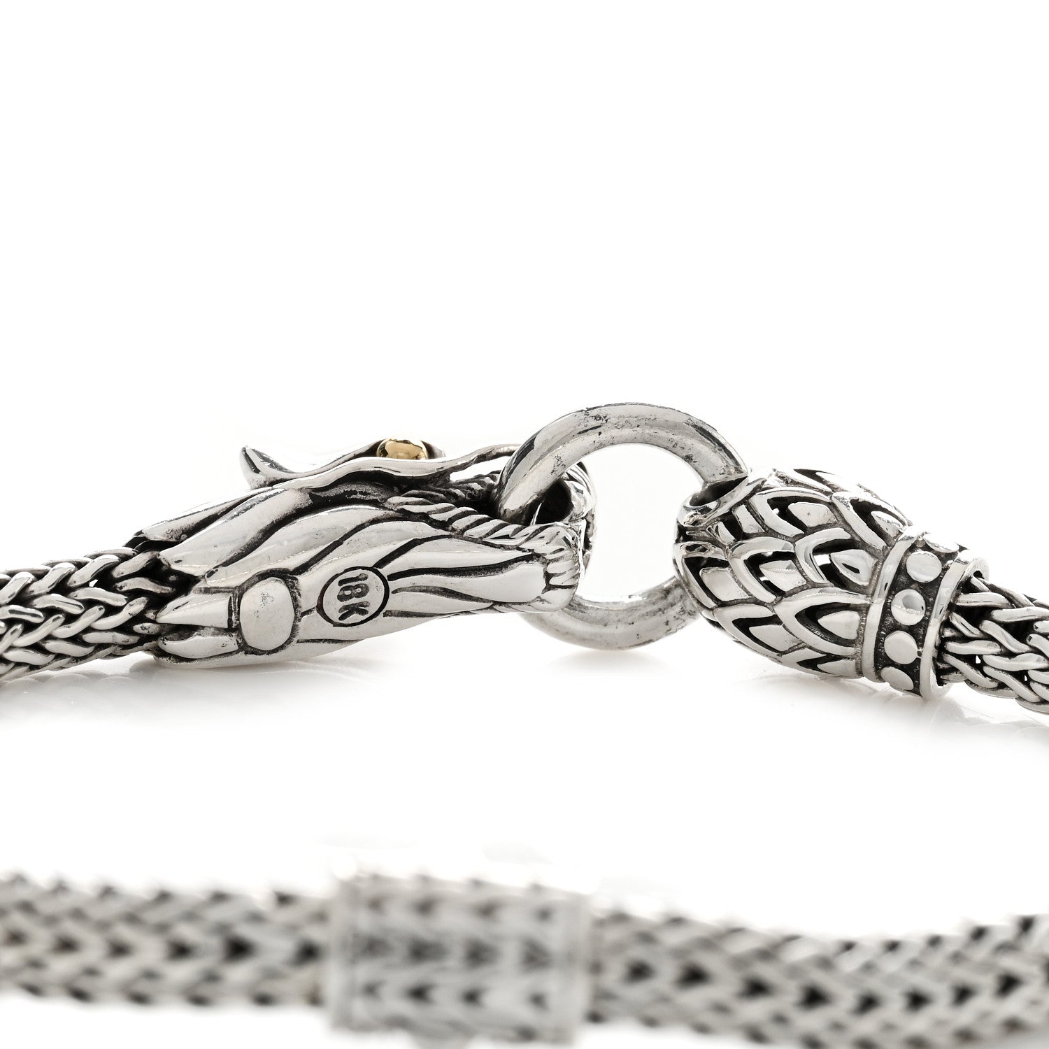 John Hardy Sterling Silver 18K Yellow Gold 5mm Naga Dragon Station Bracelet 3 of 3