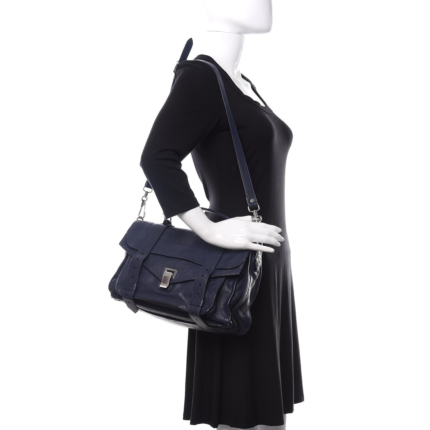 Proenza Schouler Lambskin Medium PS1 Satchel Midnight 2 of 9