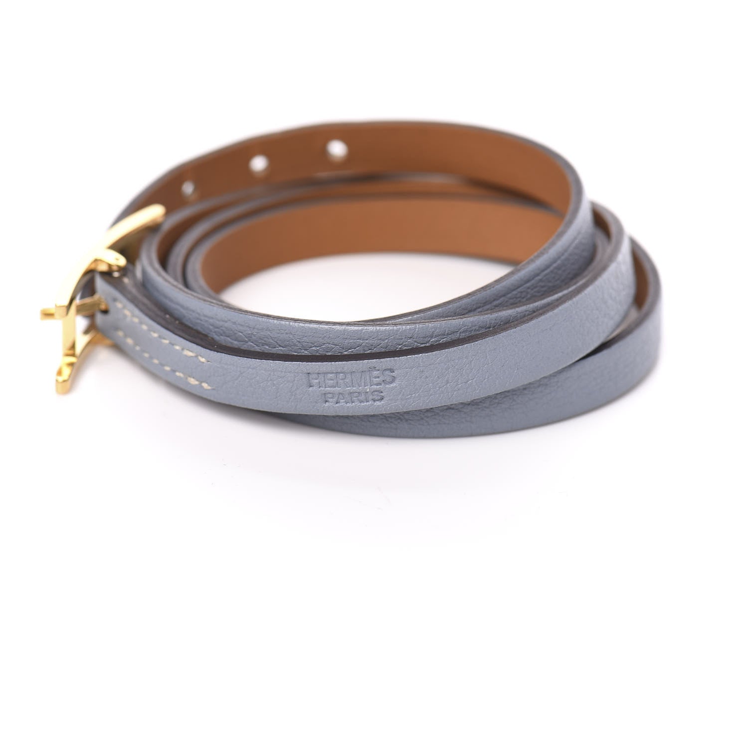 Hermes Swift Hapi 3 MM Triple Tour Wrap Bracelet M Bleu Lin 6 of 6