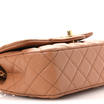 Chanel Caviar Quilted Mini Handy CC Flap Camel 9 of 14