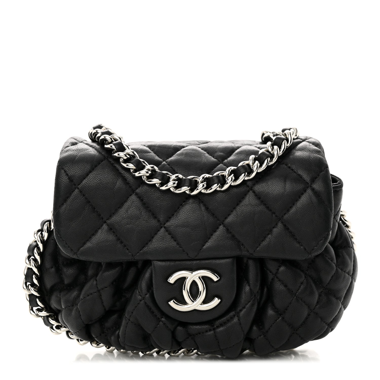 Chanel Washed Lambskin Quilted Mini Chain Around Flap Black 1 of 19