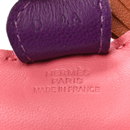 Hermes Milo Lambskin Grigri Rodeo Horse Bag Charm PM Rose Azalee Gold Anemone 3 of 4