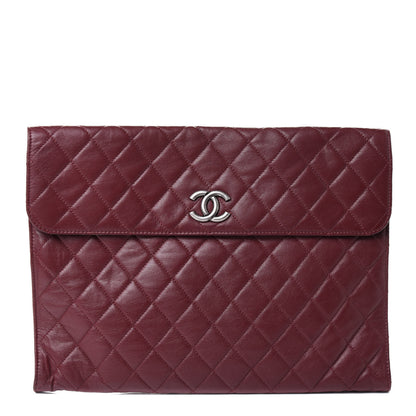 Chanel Lambskin Quilted CC Clutch Burgundy 1 of 4