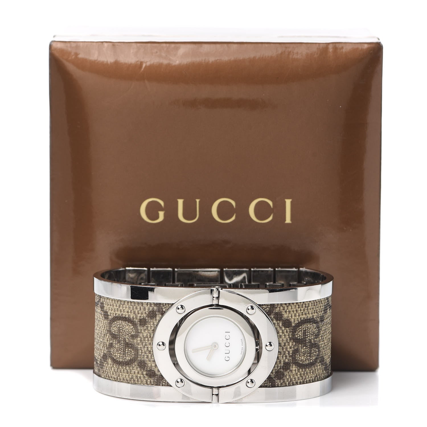 Gucci Stainless Steel Canvas Mother of Pearl 33mm Twirl Monogram Quartz Watch 7 of 7