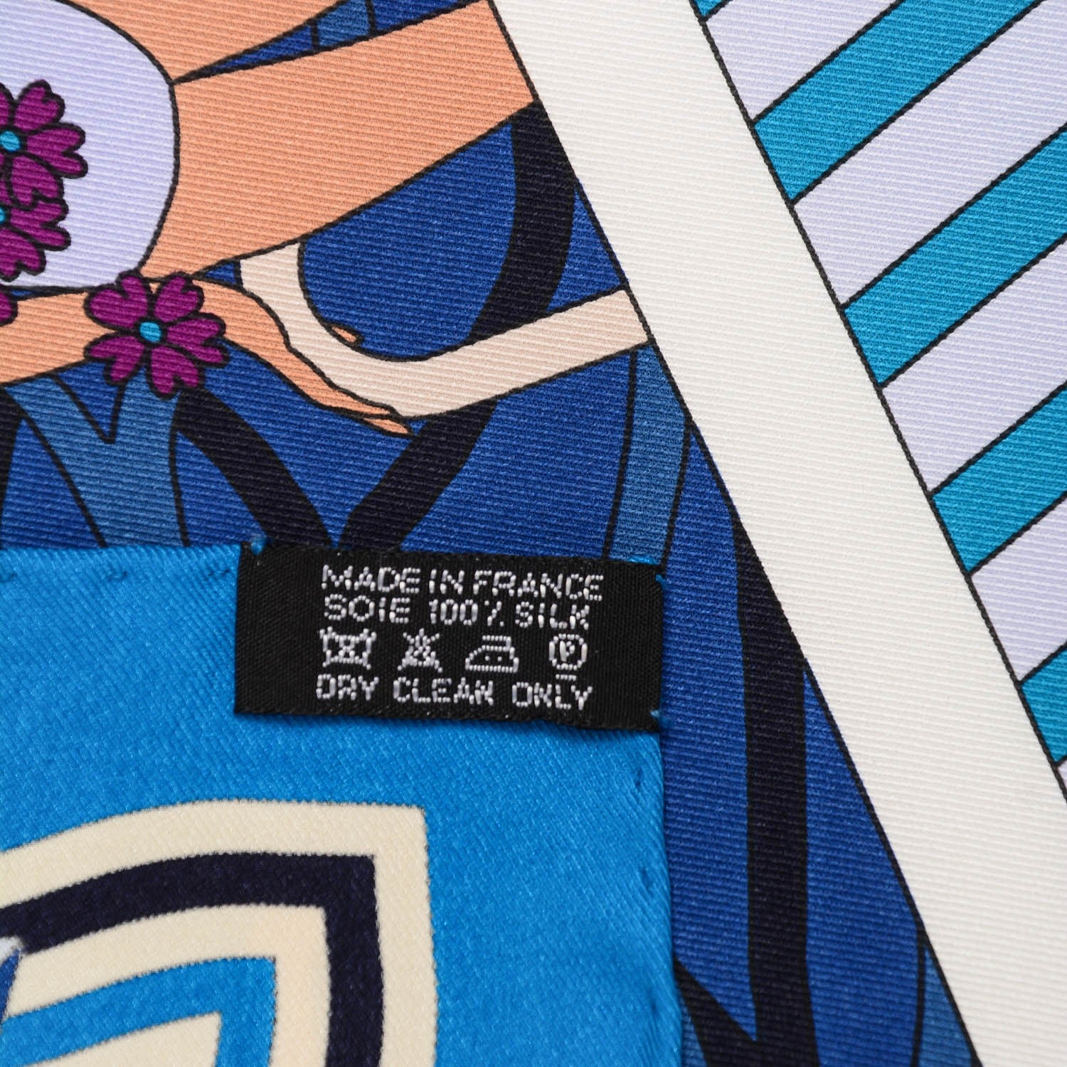 Hermes Silk Ballet Aquatique Scarf 70 Cobalt Marine Creme 6 of 6