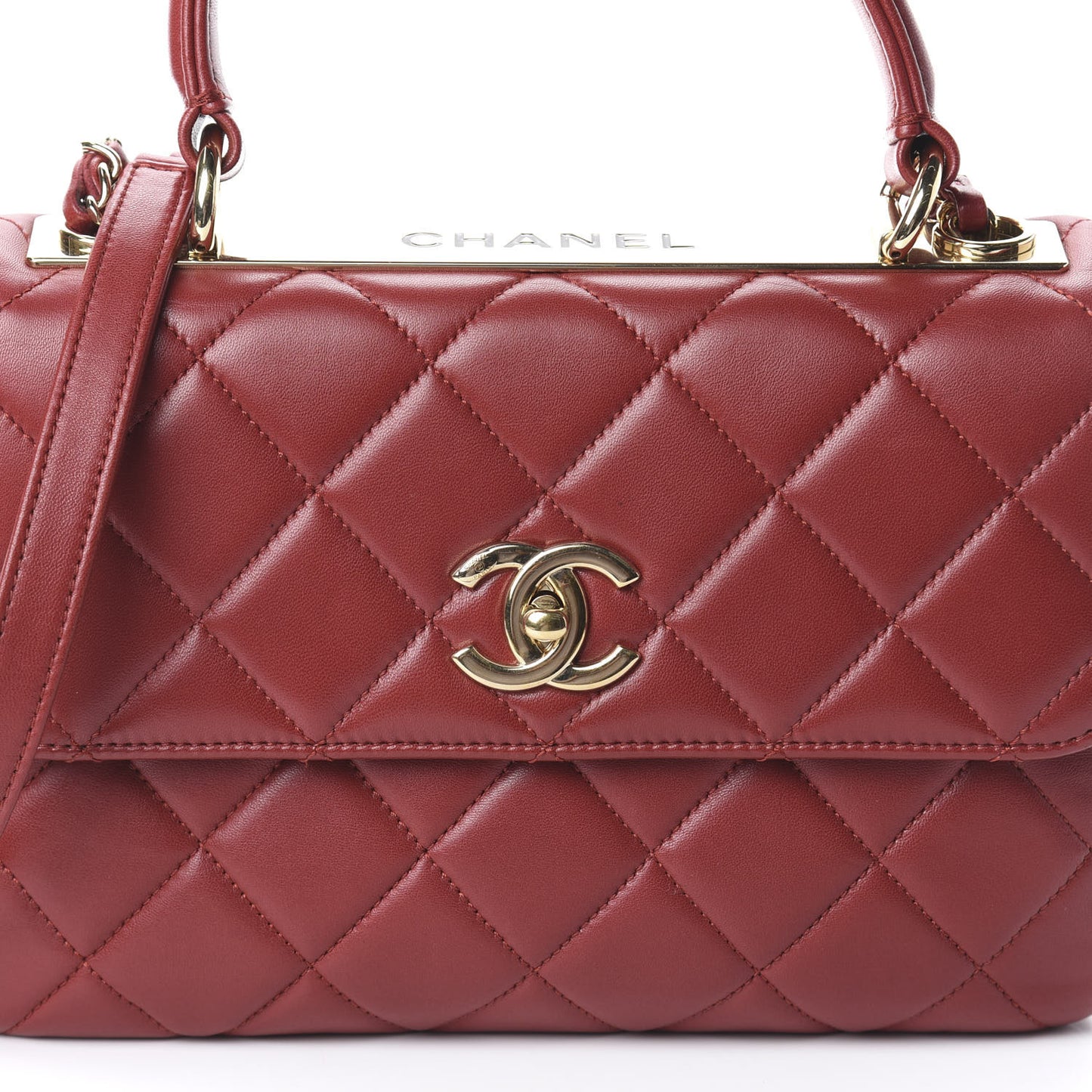 Lambskin Quilted Small Trendy CC Flap Dual Handle Bag Red