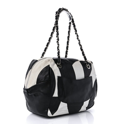 Chanel Lambskin CC Patchwork Shoulder Bag Black White 3 of 11