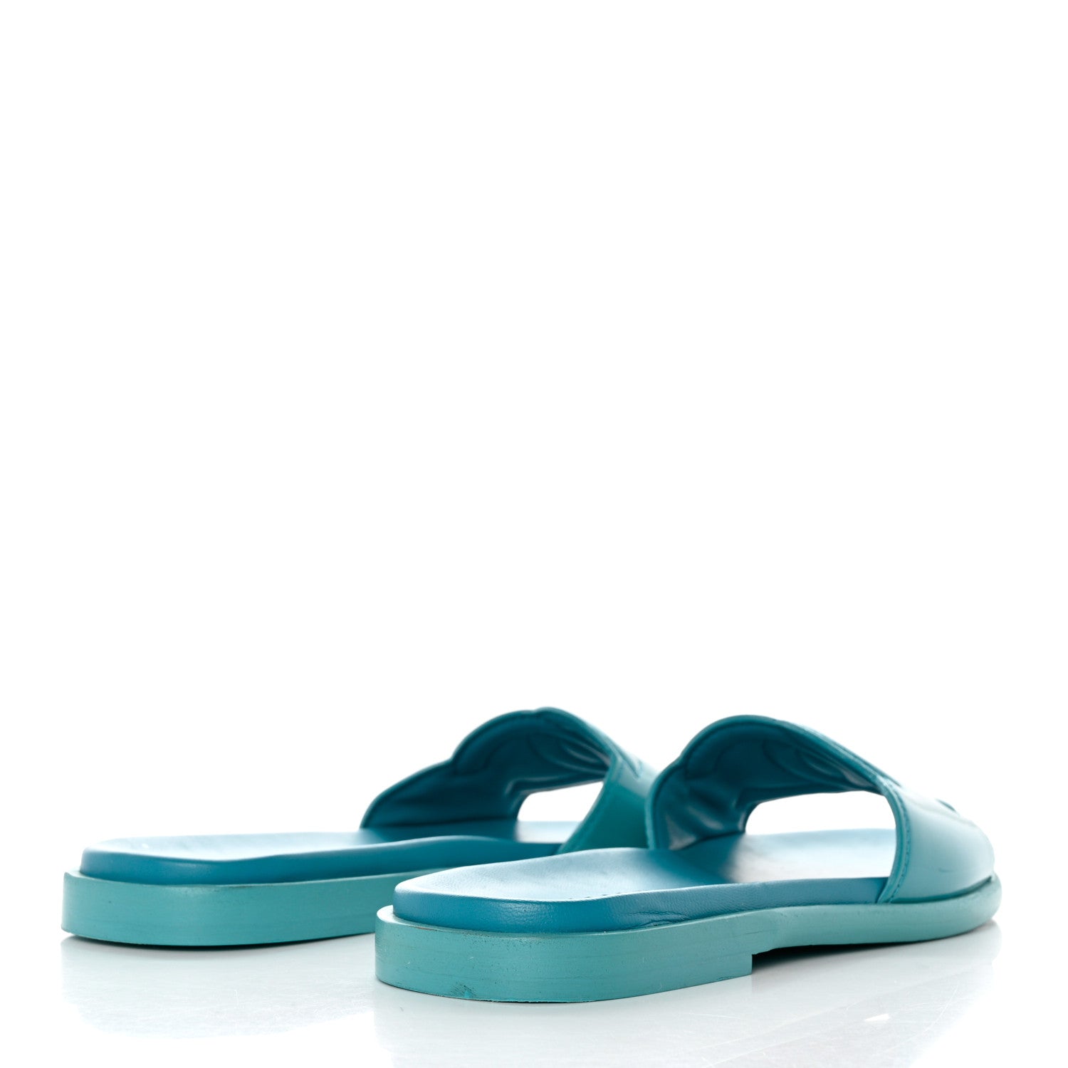 Chanel Patent Calfskin CC Slip On Mules 38.5 Turquoise 5 of 8