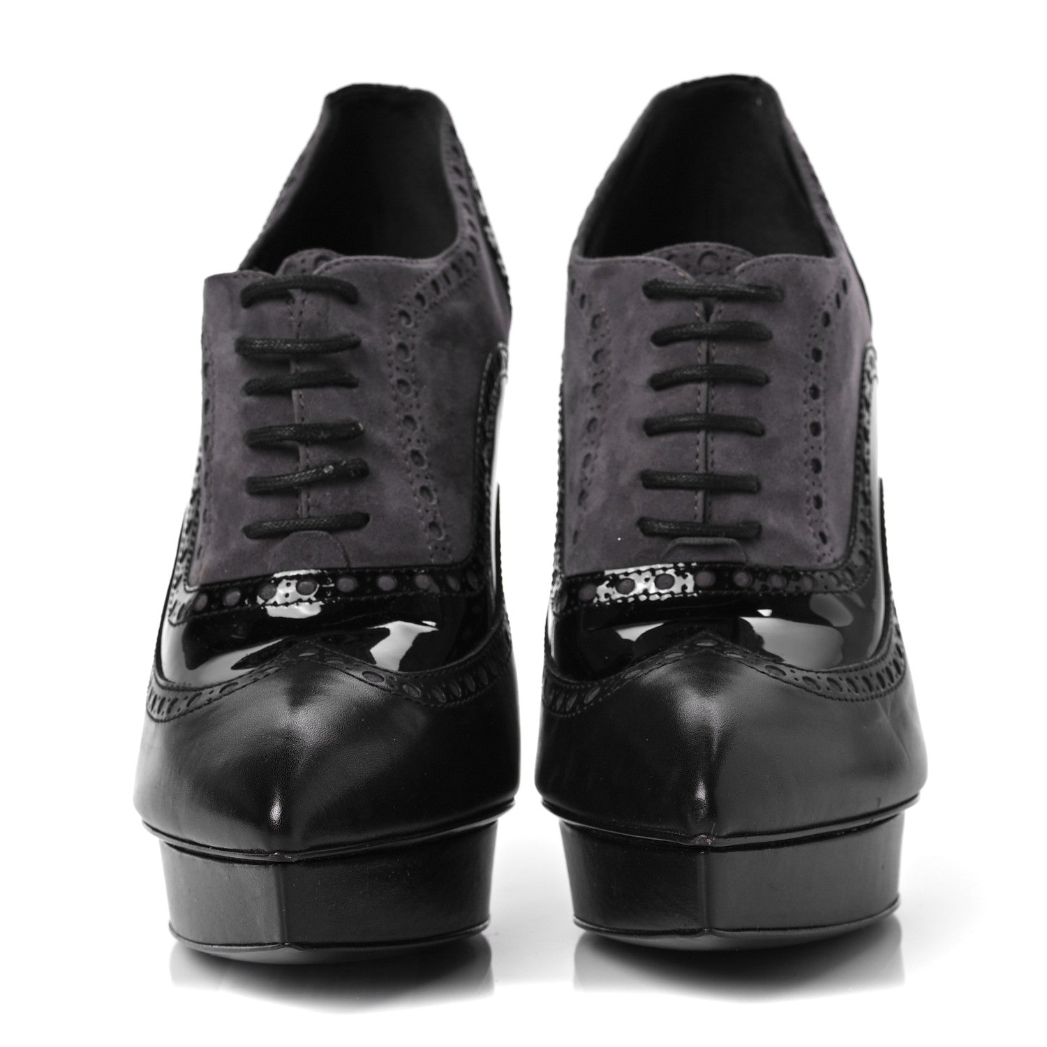 Saint Laurent Nappa Patent Suede Tribtoo 105 Lace Up Booties 40.5 Black 2 of 7