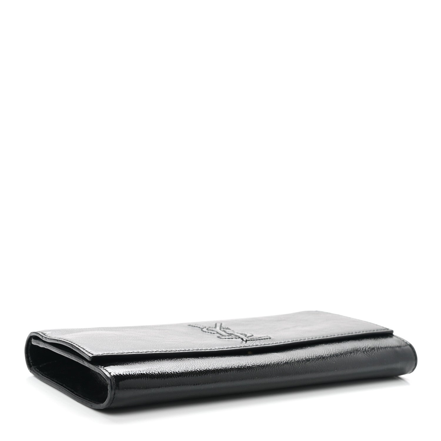 Saint Laurent Textured Patent Monogram Belle De Jour Clutch Black 4 of 8