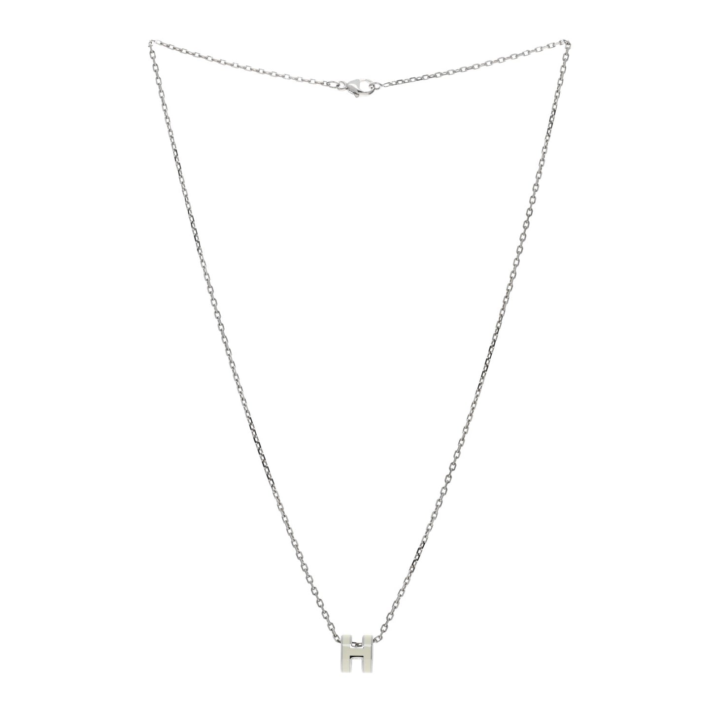 Lacquered Palladium Mini Pop H Pendant Necklace White