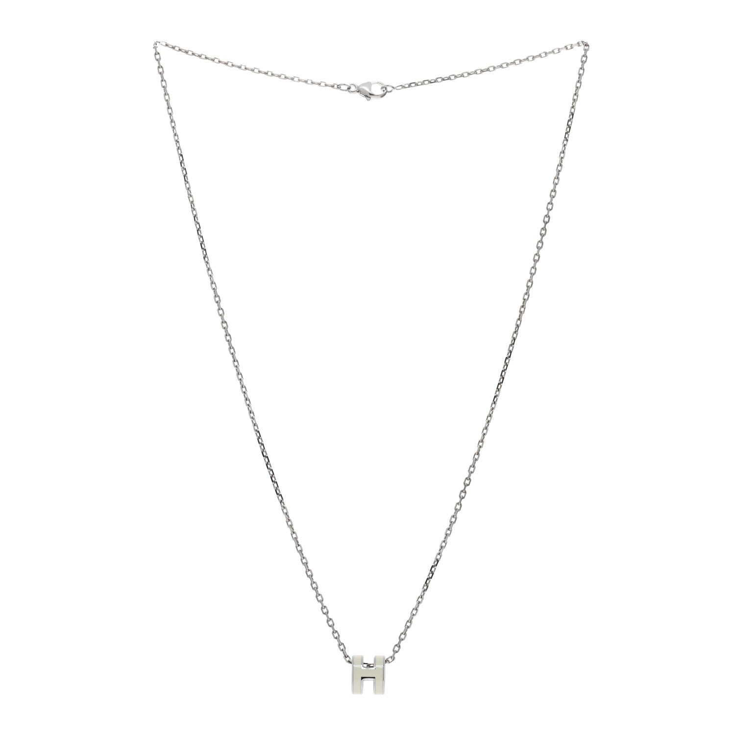 Hermes Lacquered Palladium Mini Pop H Pendant Necklace White 2 of 6