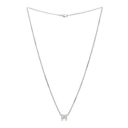 Hermes Lacquered Palladium Mini Pop H Pendant Necklace White 2 of 6