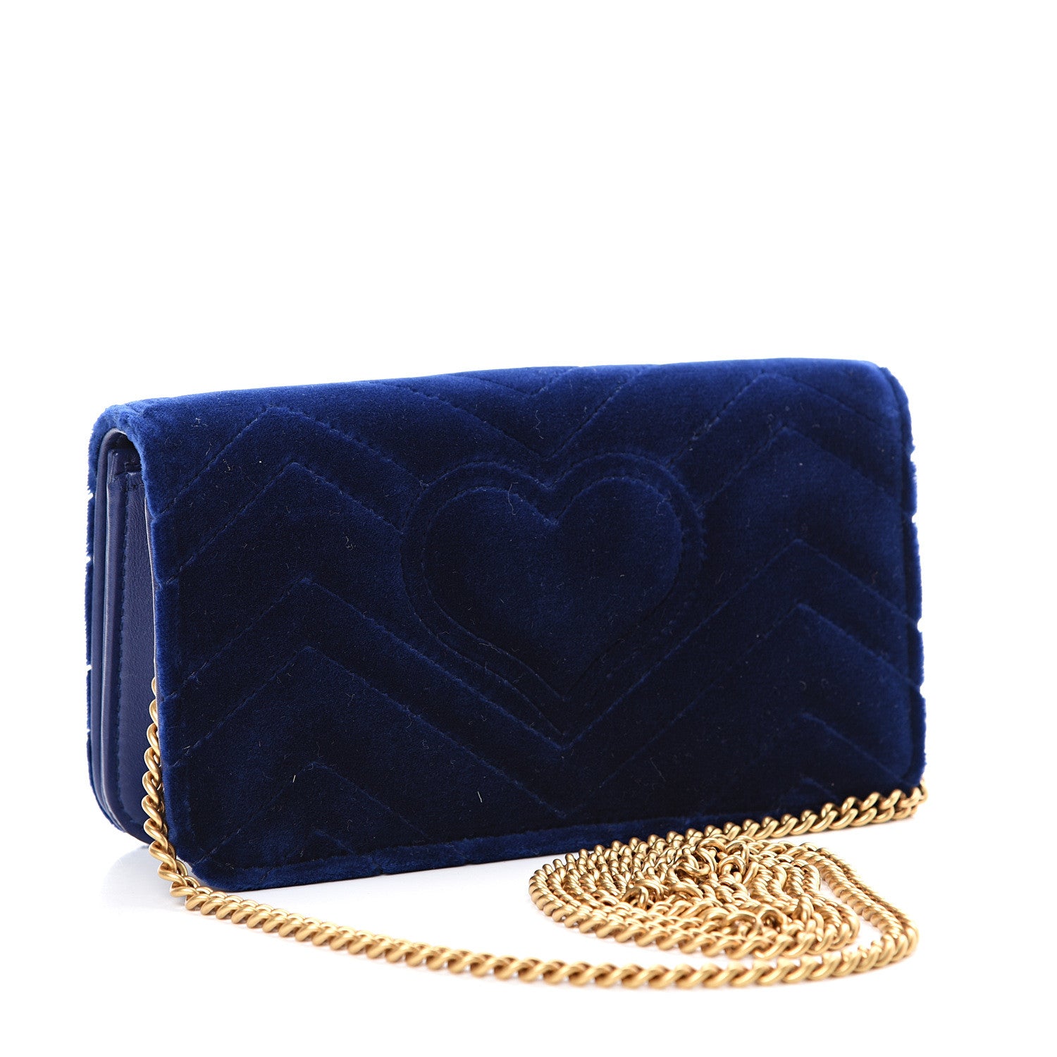 Gucci Velvet Matelasse GG Marmont Mini Bag Cobalt Blue 2 of 9