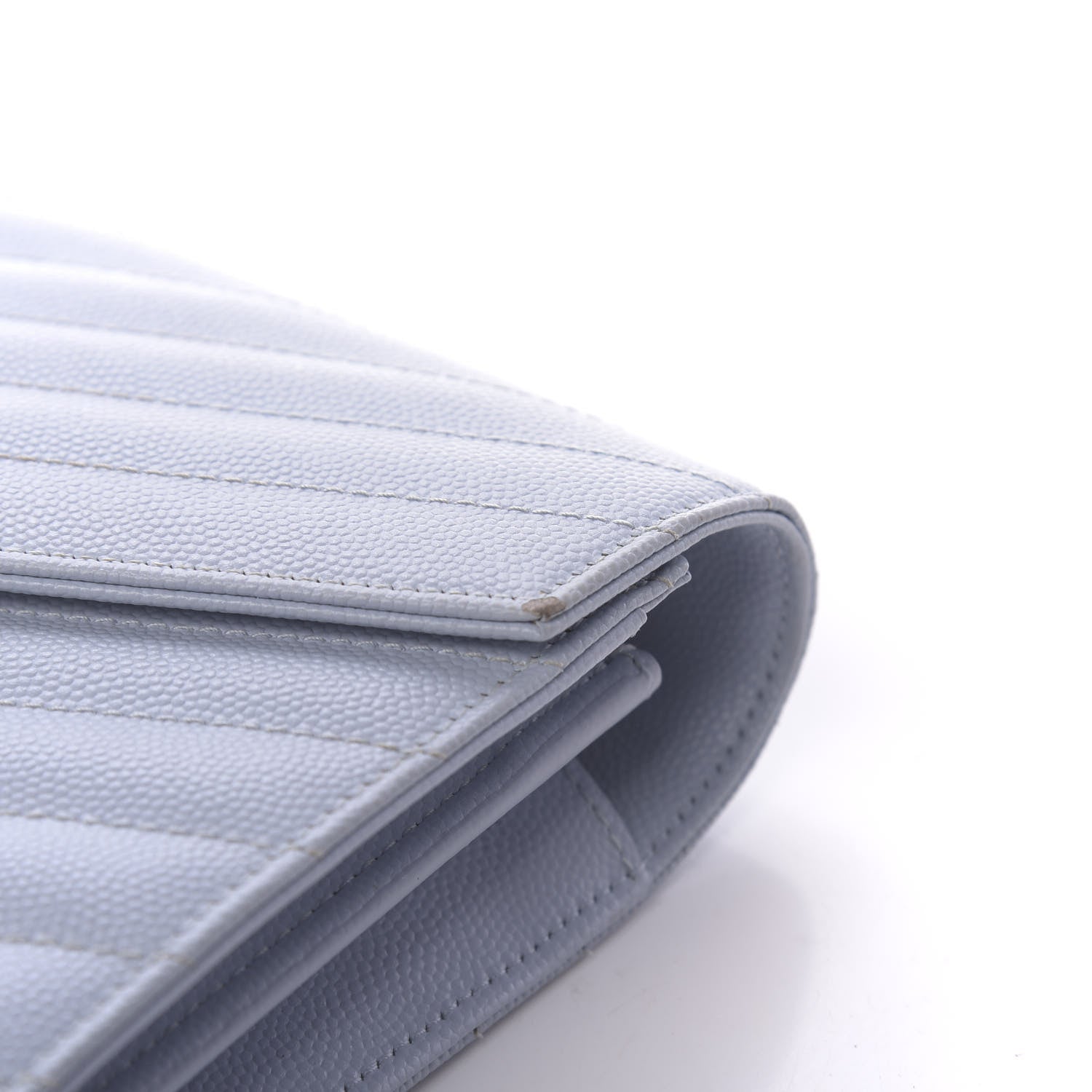 Saint Laurent Grain De Poudre Matelasse Monogram Chain Wallet Sky Blue 11 of 15