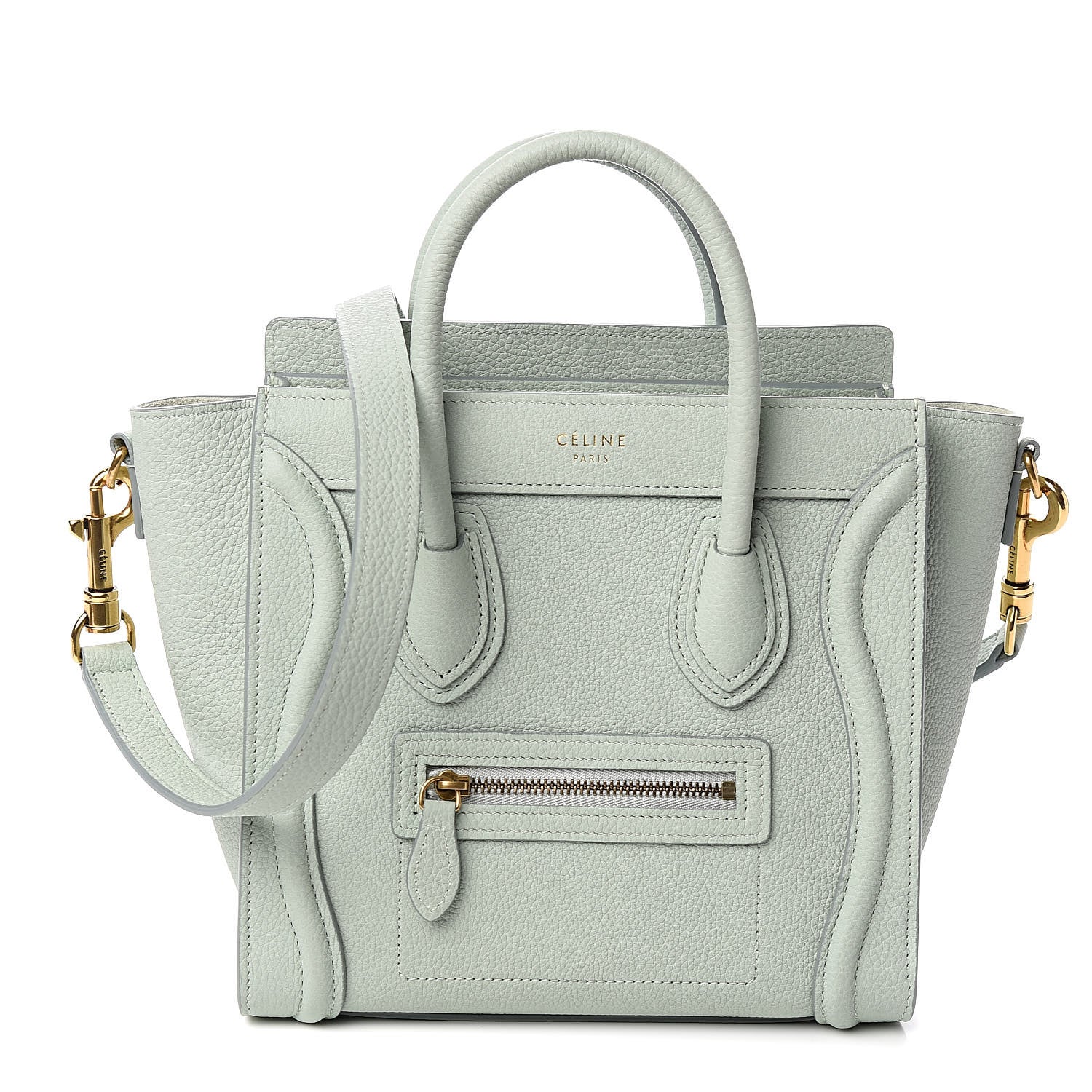 Celine Drummed Calfskin Nano Luggage Almond 1 of 10