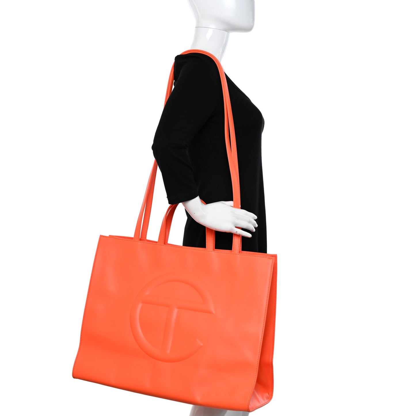 Vegan Leather Large Shopping Bag Orange