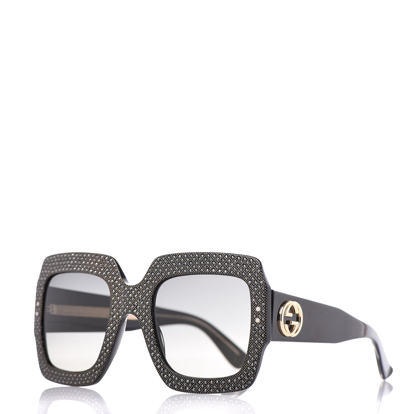 Crystal Square Frame Sunglasses GG0048S Black