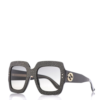 Gucci Crystal Square Frame Sunglasses GG0048S Black 1 of 7