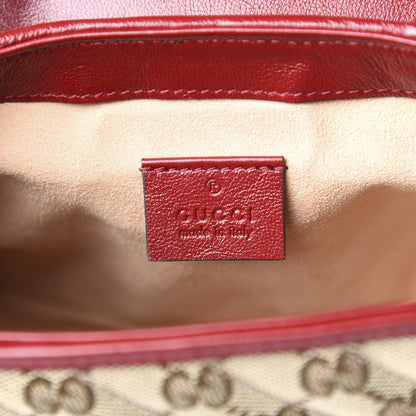 Gucci Monogram Glazed Calfskin Matelasse Diagonal Mini GG Marmont Top Handle Shoulder Bag Beige Ebony New Cherry Red 9 of 13