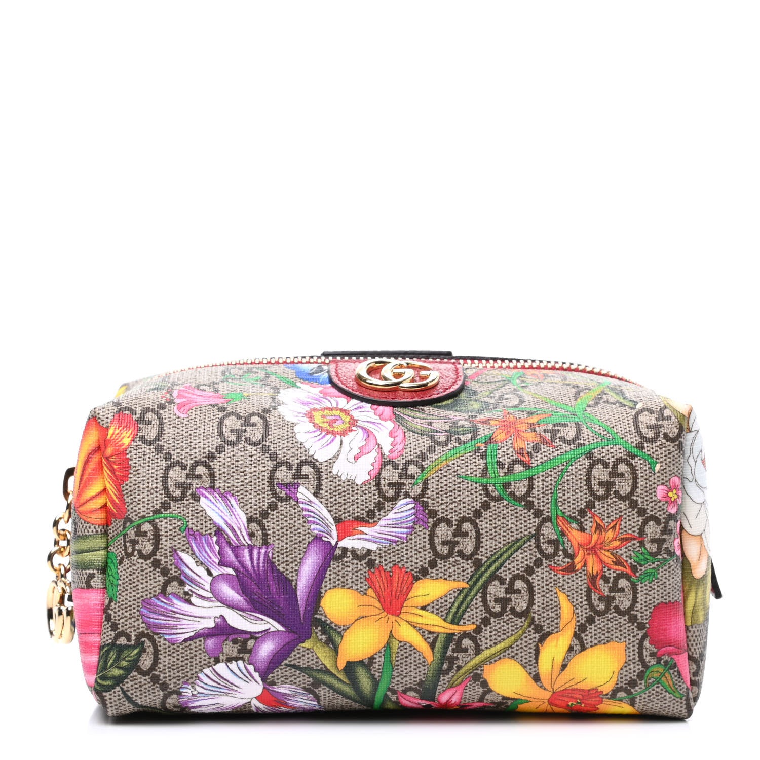 Gucci Soft GG Supreme Monogram Flora Calfskin Medium Ophidia Cosmetic Case Beige Ebony Multicolor Rosso 1 of 10