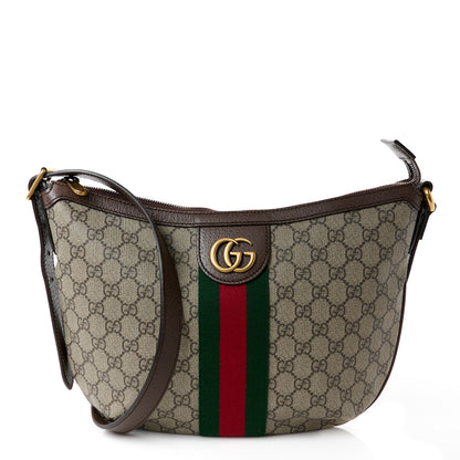Gucci GG Supreme Monogram Web Small Ophidia Half Moon Hobo Brown 1 of 12