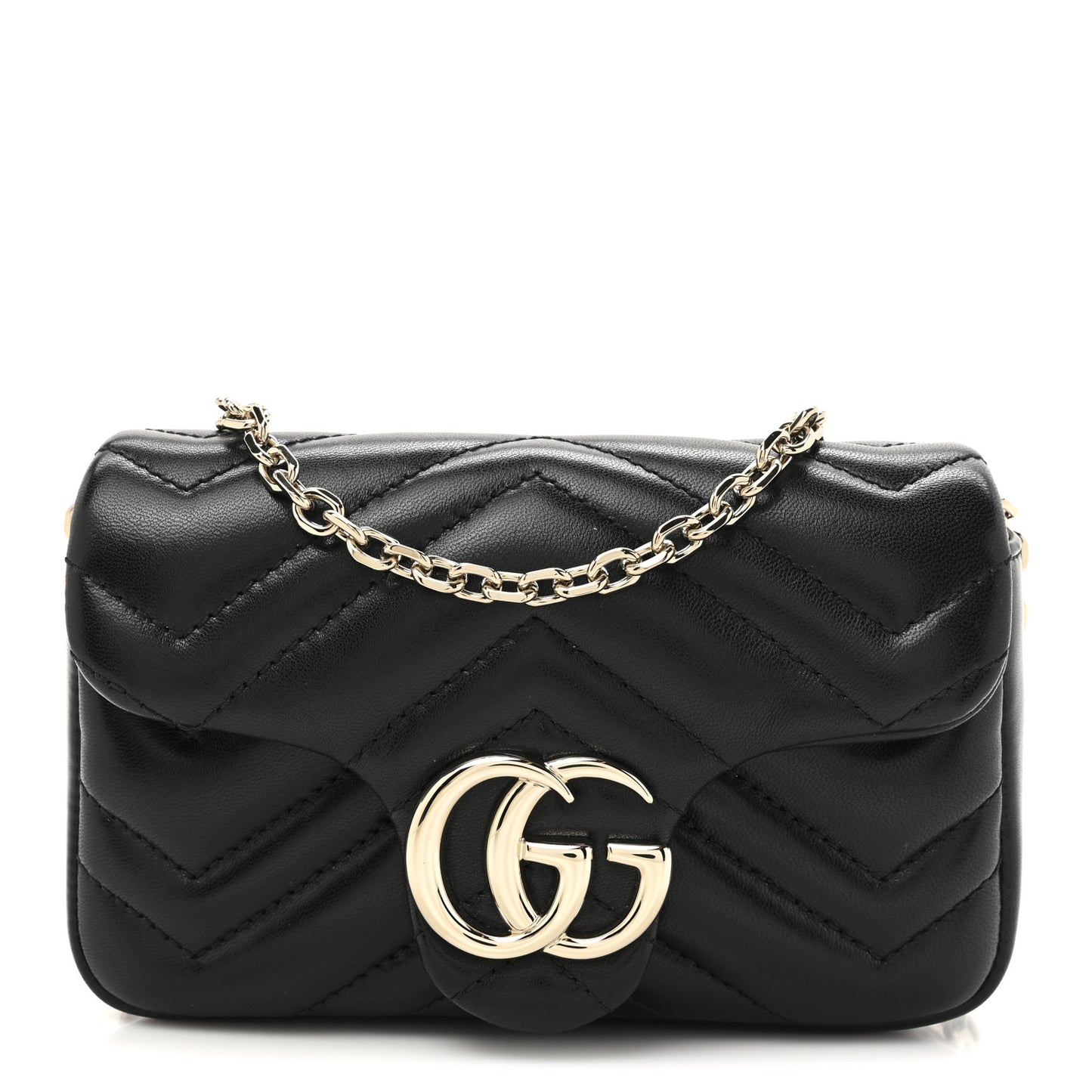 Lambskin Matelasse Mini GG Marmont Shoulder Bag Black