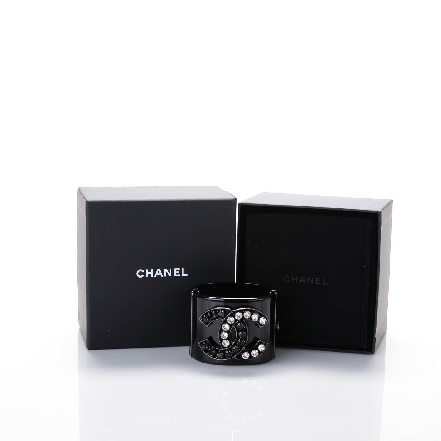 Chanel Resin Ruthenium Crystal CC Cuff Black 6 of 6