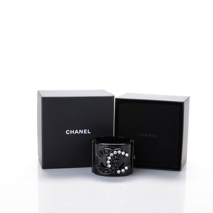 Chanel Resin Ruthenium Crystal CC Cuff Black 6 of 6