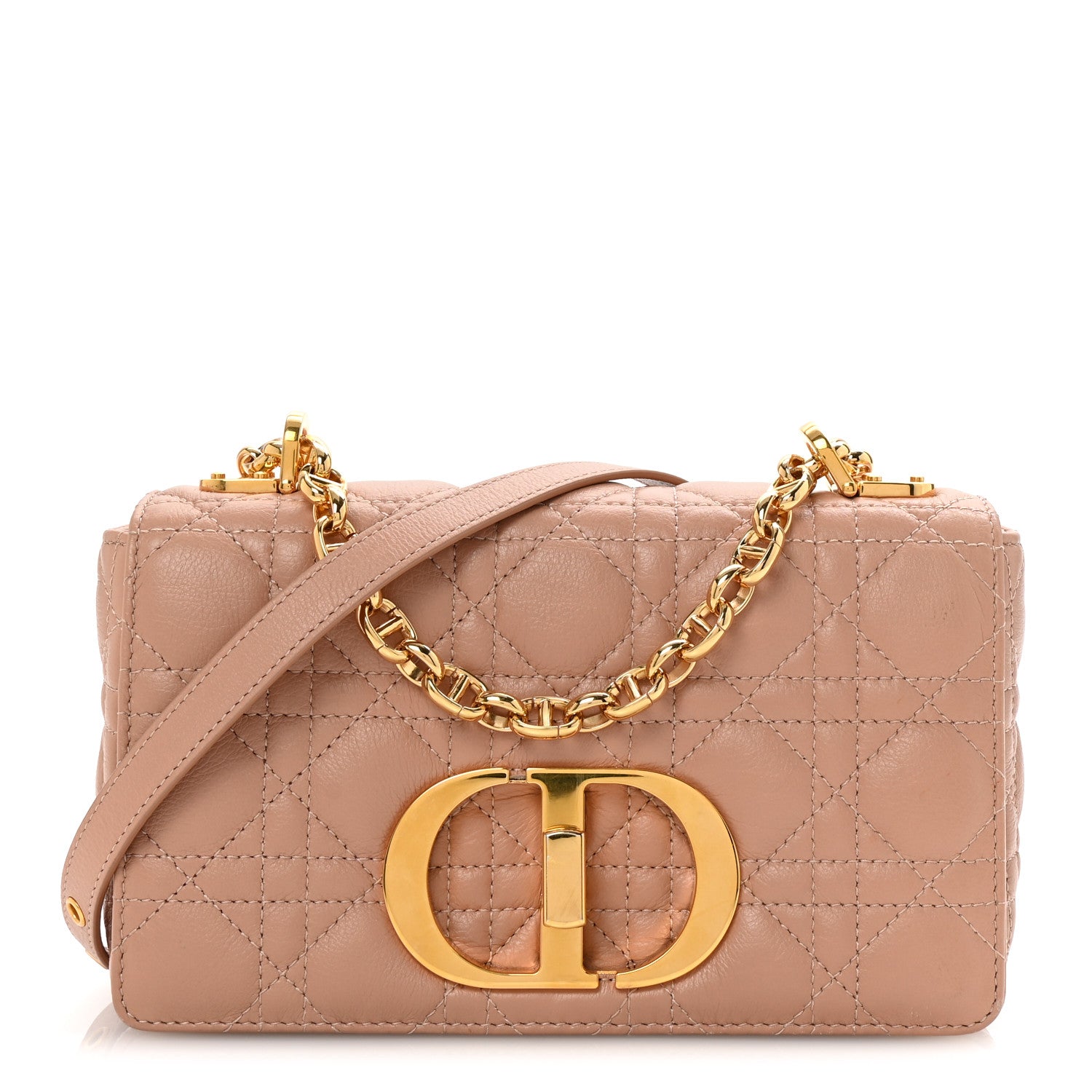 Christian Dior Calfskin Cannage Small Caro Bag Rose De Vents 1 of 10
