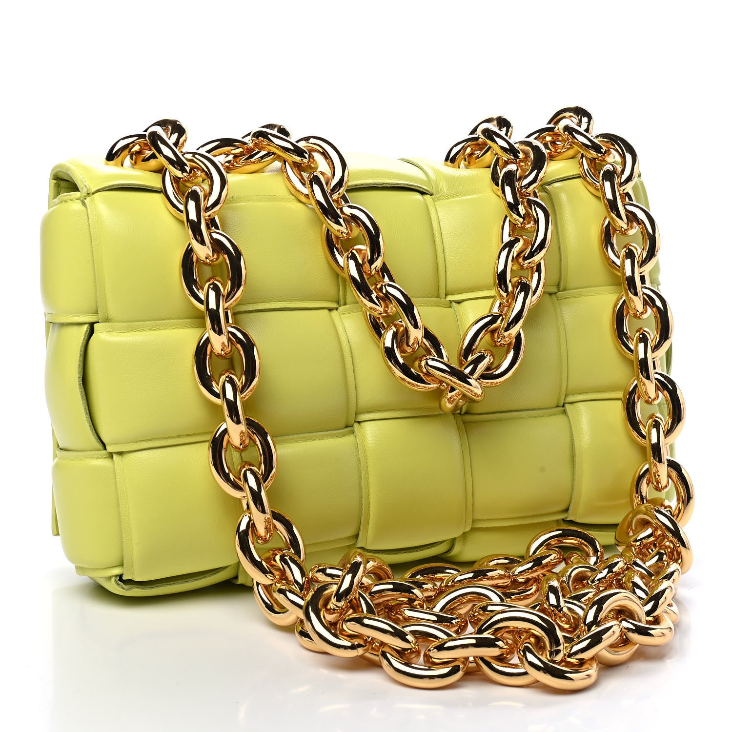 Bottega Veneta Lambskin Maxi Intreccio Padded Chain Cassette Crossbody Bag Seagrass 2 of 7