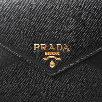 Prada Saffiano City Calfskin Envelope Wallet Black 6 of 9