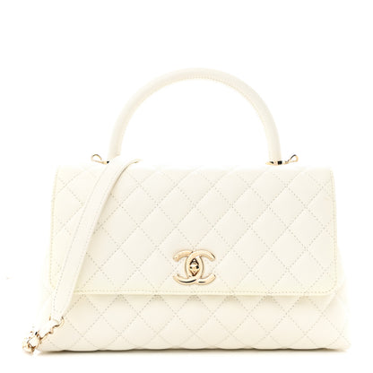 Chanel Caviar Quilted Small Coco Handle Flap White 1 of 11