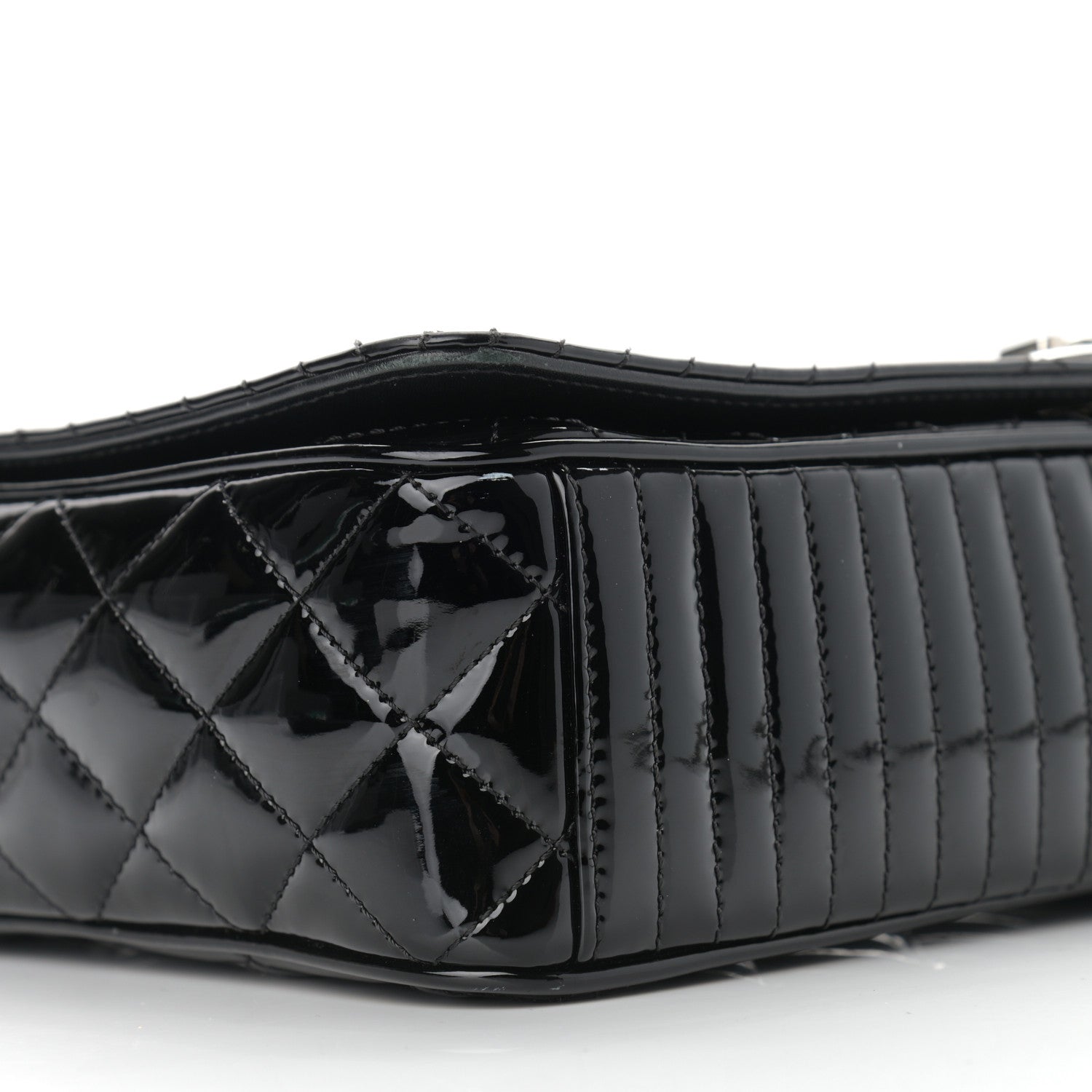 Chanel Patent Diagonal Quilted Flap Black 8 of 14