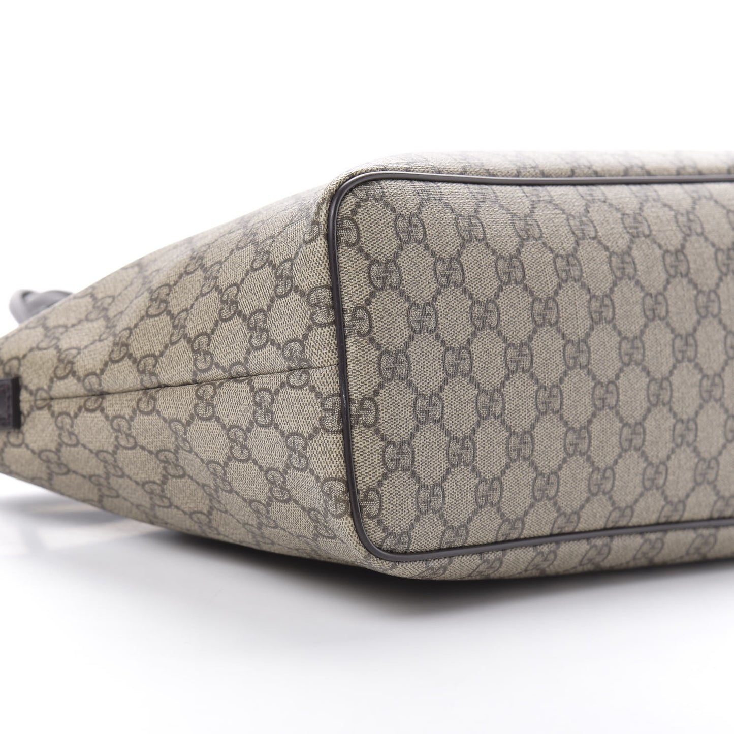 GG Supreme Monogram Medium Zippered Tote Dark Brown