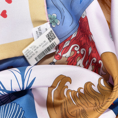 Hermes Silk Story Scarf 90 Rose Nacre Bleu Beige 4 of 4