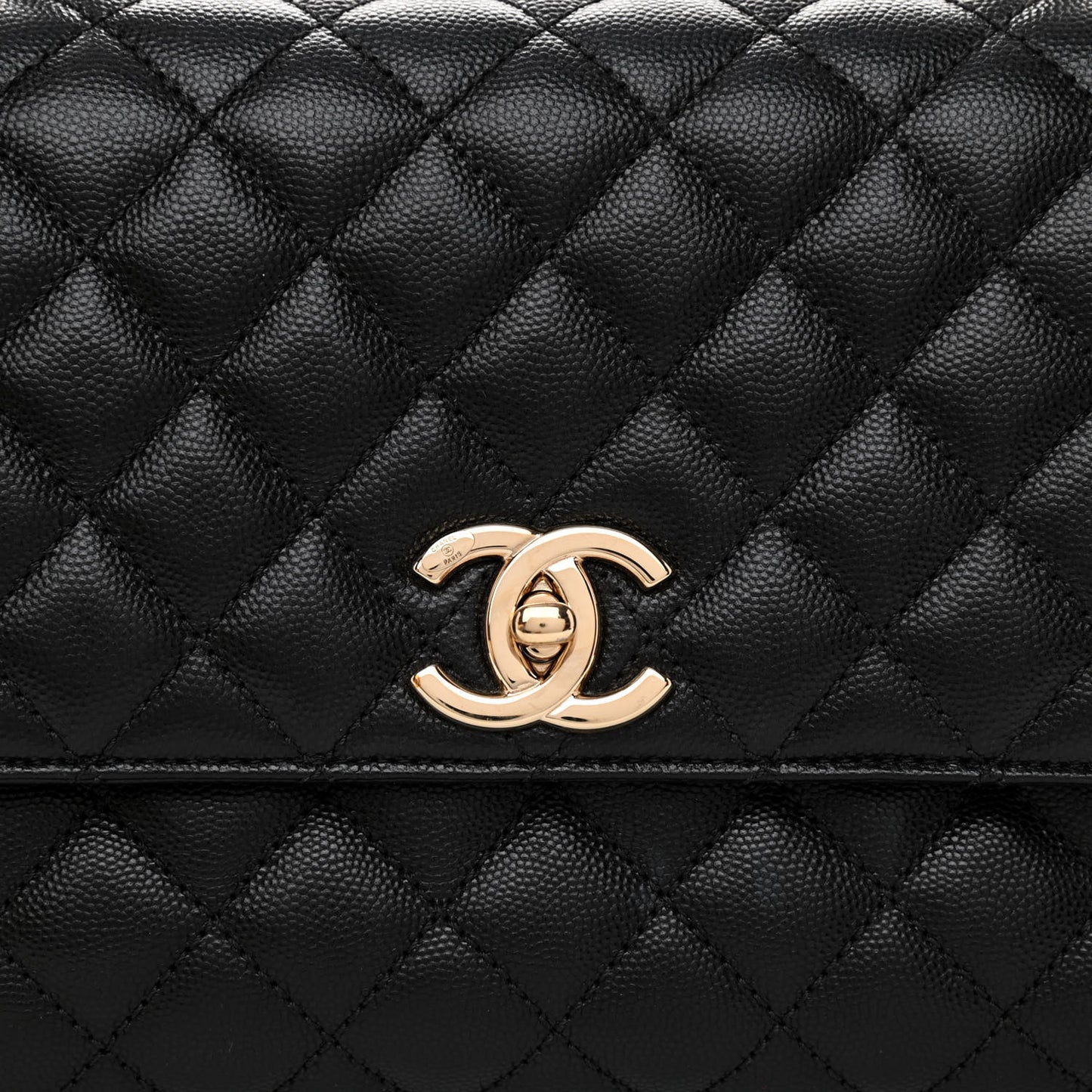 Caviar Quilted Small Coco Handle Flap Black