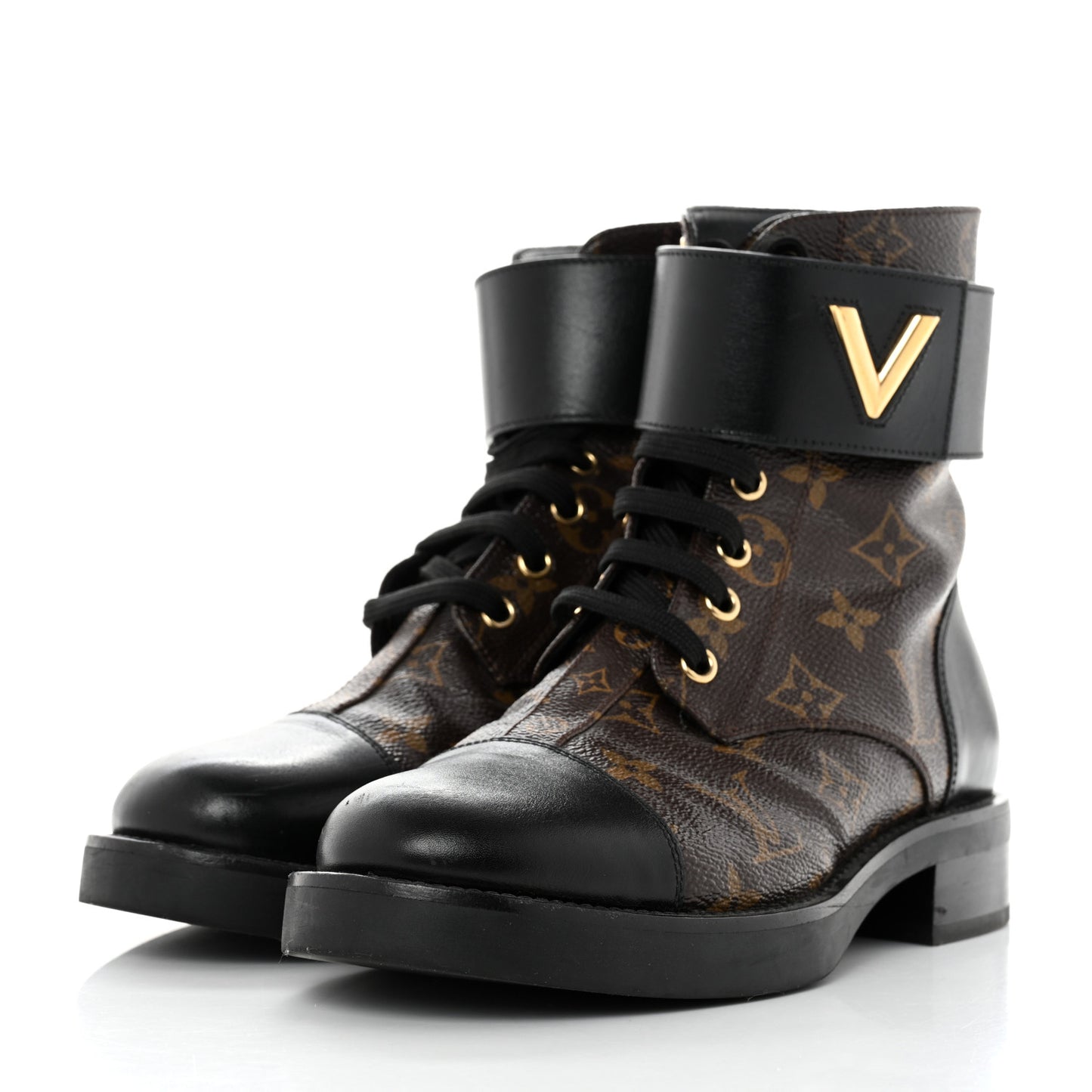 Calfskin Monogram Wonderland Flat Ranger Boots 37 Black
